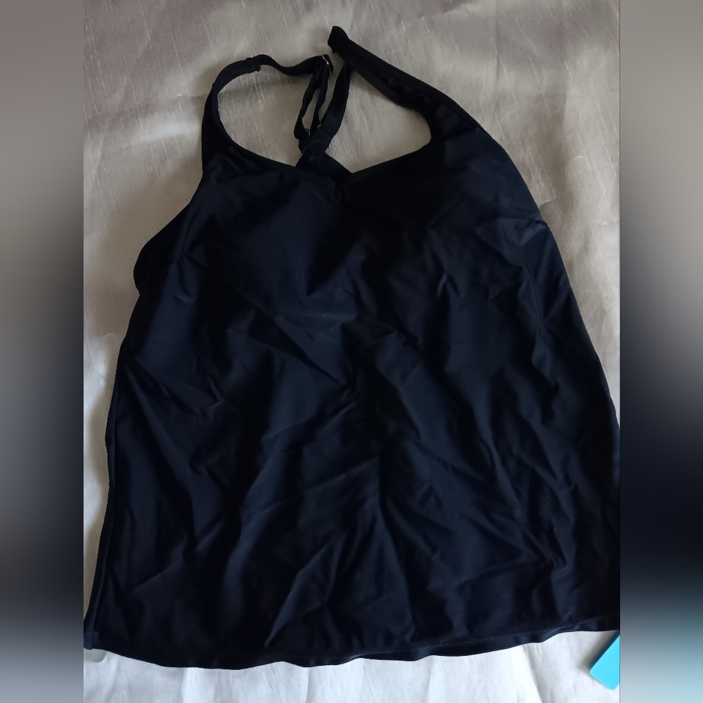 Yonique Black Halter Swim Top M